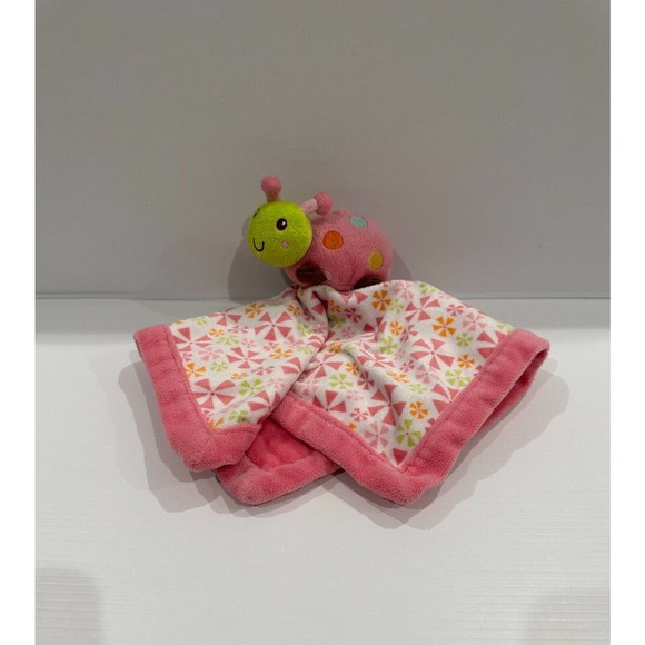 Graco Baby Pink Green Lady Bug Polka Pinwheel Geo Baby Plush Toy Lovey - Picture 2 of 9